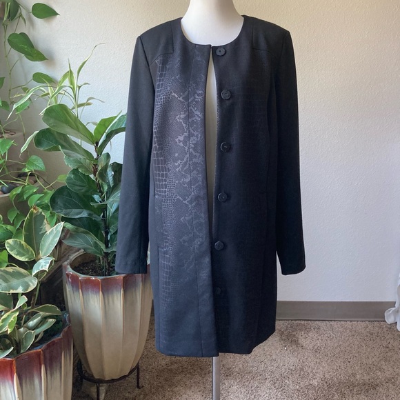 Laundry By Shelli Segal Black Polyester Rayon Long Blazer size 8 - Picture 15 of 16